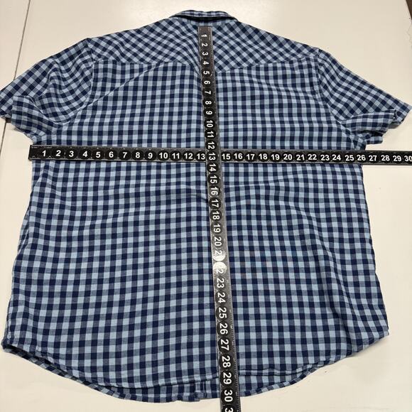 Lucky Brand Shirt Mens XXL Blue Linen Blend Plaid Pearl Snap Western Classic Fit - Picture 3 of 9